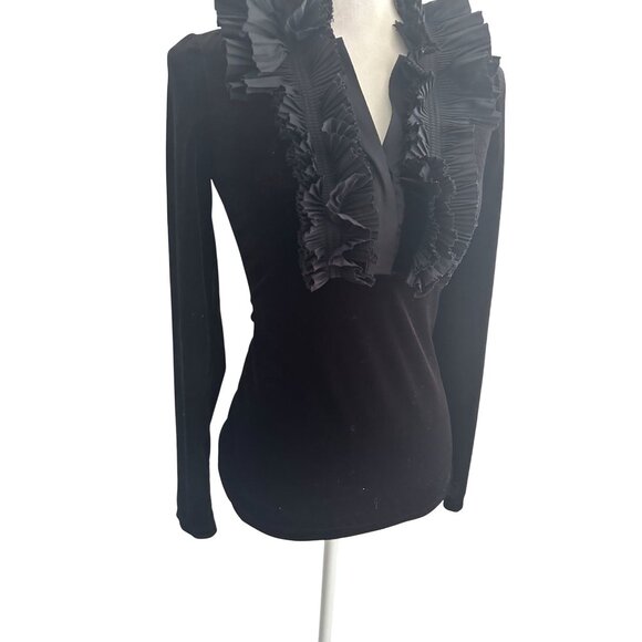 BCBGMaxAzria Black Ruffled Blouse - Picture 5 of 8